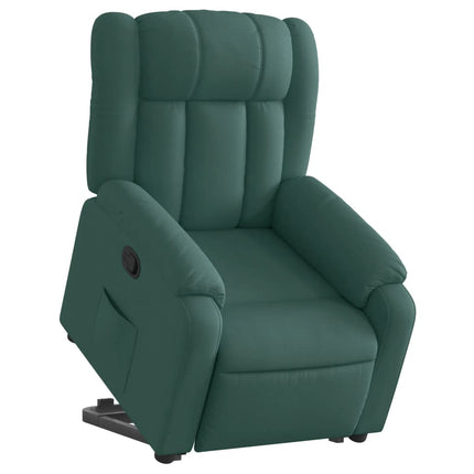 Reclinerfåtölj med uppresningshjälp mörkgrön tyg