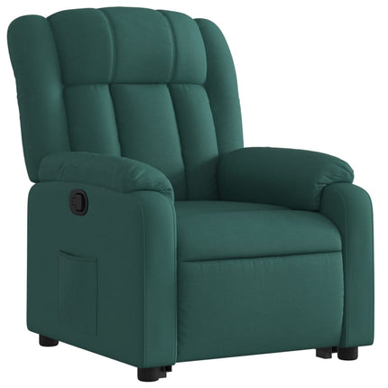 Reclinerfåtölj med uppresningshjälp mörkgrön tyg