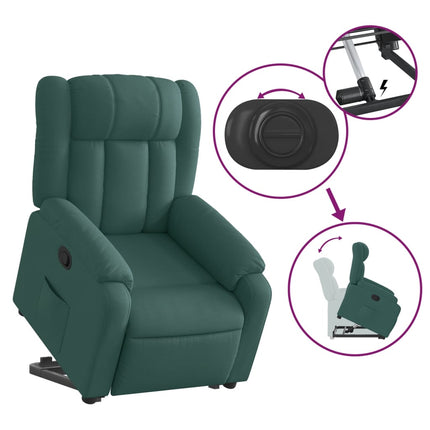Reclinerfåtölj med uppresningshjälp mörkgrön tyg
