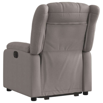 Reclinerfåtölj med uppresningshjälp taupe tyg