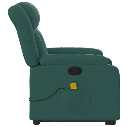 Massagefåtölj med uppresningshjälp mörkgrön tyg