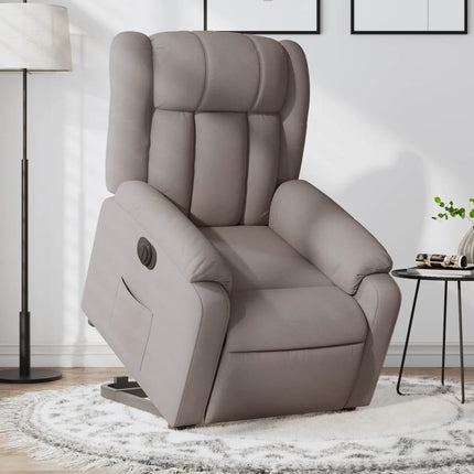 Elektrisk reclinerfåtölj med uppresningshjälp taupe tyg
