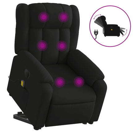 Elektrisk massagefåtölj med uppresningshjälp svart tyg