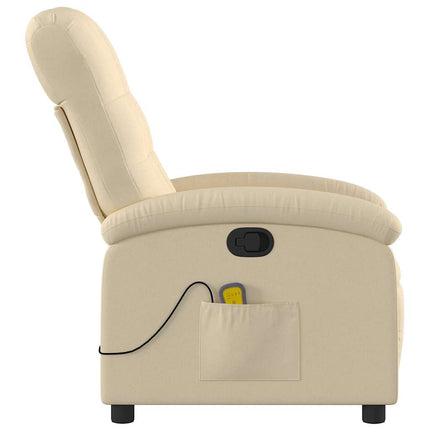 Massagefåtölj krämfärgad tyg