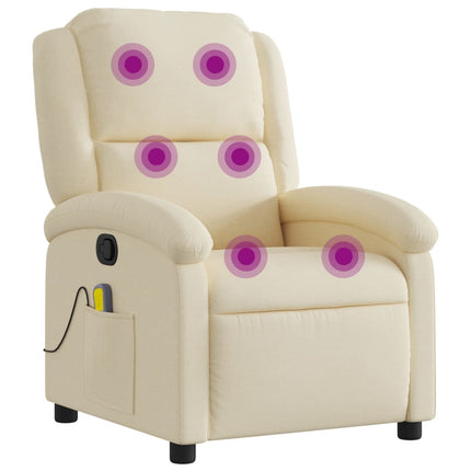 Massagefåtölj krämfärgad tyg