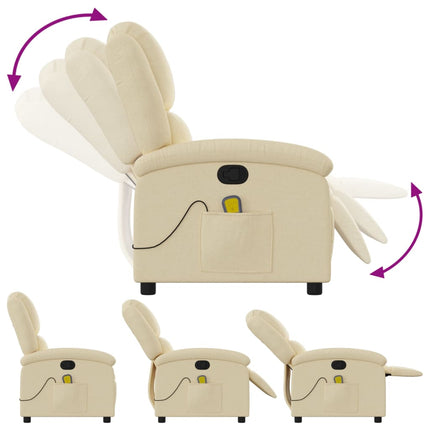 Massagefåtölj krämfärgad tyg