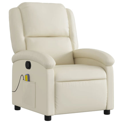 Massagefåtölj krämfärgad konstläder