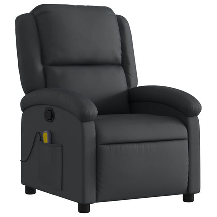 Massagefåtölj svart äkta läder