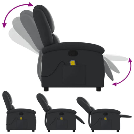 Massagefåtölj svart äkta läder