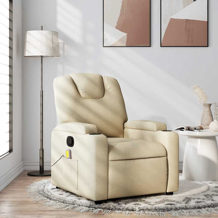 Massagefåtölj krämfärgad tyg