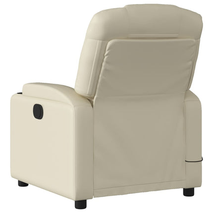 Massagefåtölj krämfärgad konstläder