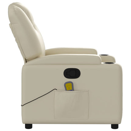 Massagefåtölj krämfärgad konstläder