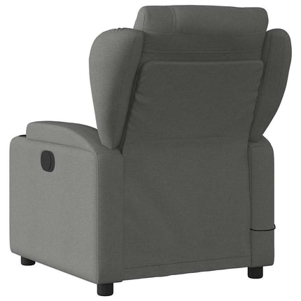 Massagefåtölj mörkgrå tyg