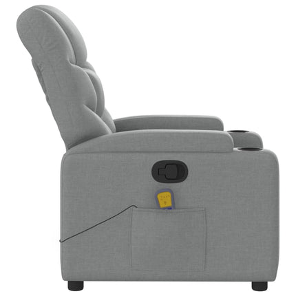 Massagefåtölj ljusgrå tyg