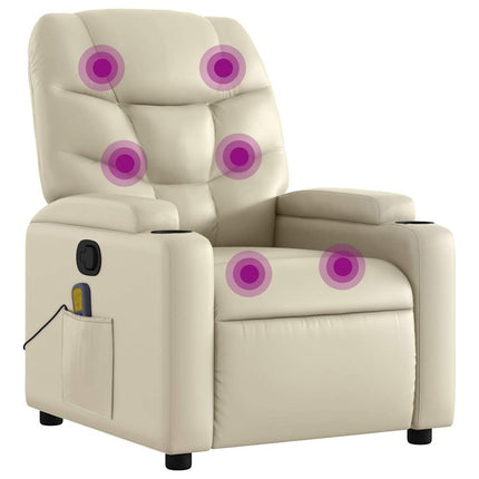 Massagefåtölj krämfärgad konstläder
