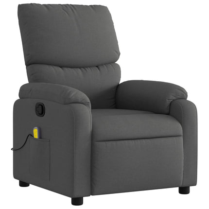 Massagefåtölj mörkgrå tyg