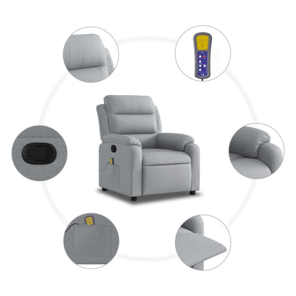 Massagefåtölj ljusgrå tyg