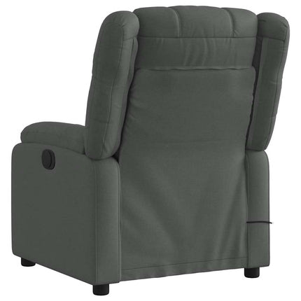 Massagefåtölj mörkgrå tyg