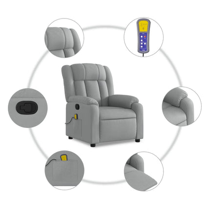 Massagefåtölj ljusgrå tyg