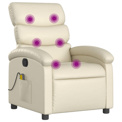 Massagefåtölj krämfärgad konstläder