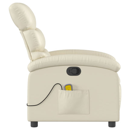 Massagefåtölj krämfärgad konstläder