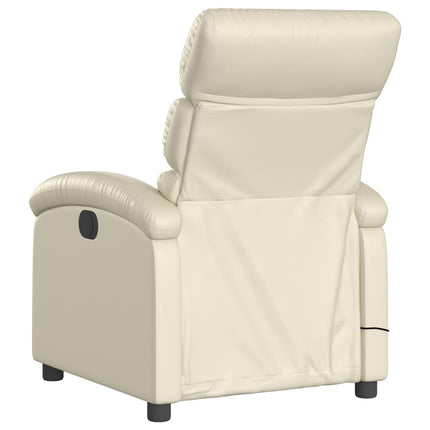 Massagefåtölj krämfärgad konstläder