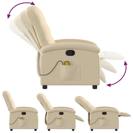Massagefåtölj krämfärgad tyg