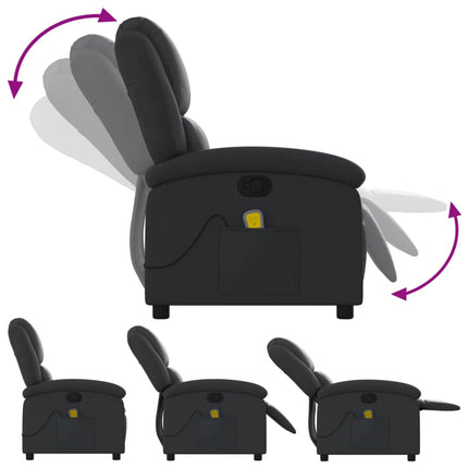 Massagefåtölj svart äkta läder