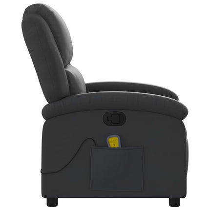 Massagefåtölj svart äkta läder