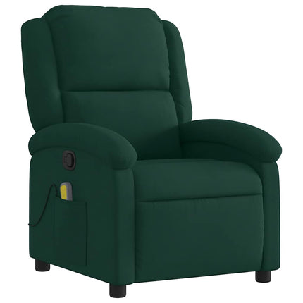 Massagefåtölj mörkgrön sammet