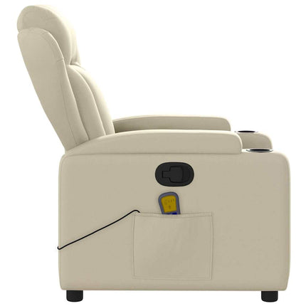 Massagefåtölj krämfärgad konstläder