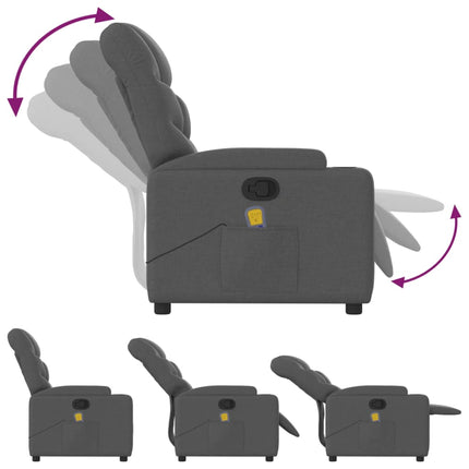 Massagefåtölj mörkgrå tyg