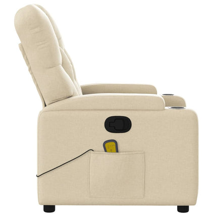 Massagefåtölj krämfärgad tyg