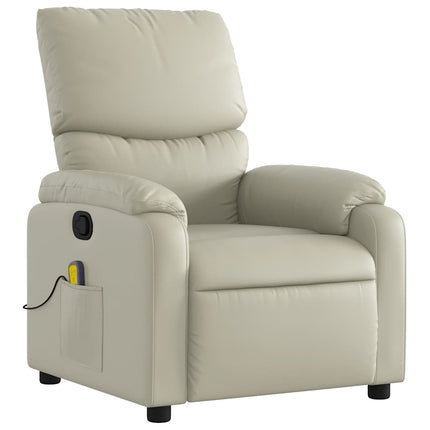 Massagefåtölj krämfärgad konstläder