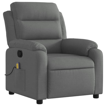 Massagefåtölj mörkgrå tyg