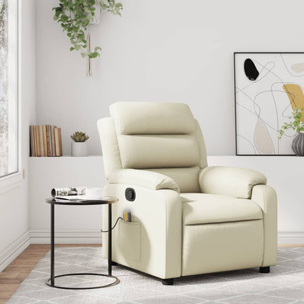 Massagefåtölj krämfärgad konstläder