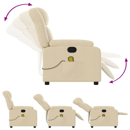 Massagefåtölj krämfärgad tyg