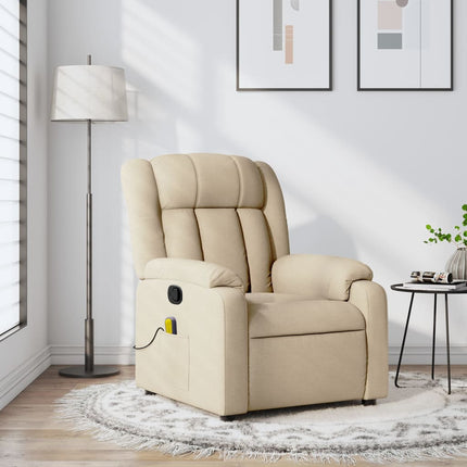 Massagefåtölj krämfärgad tyg