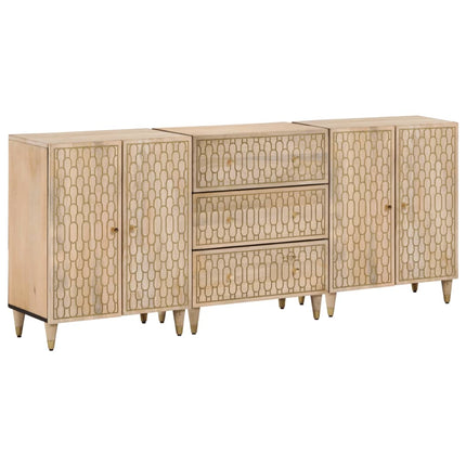 Sidoskåp 3 st 60x33x75 cm massivt mangoträ