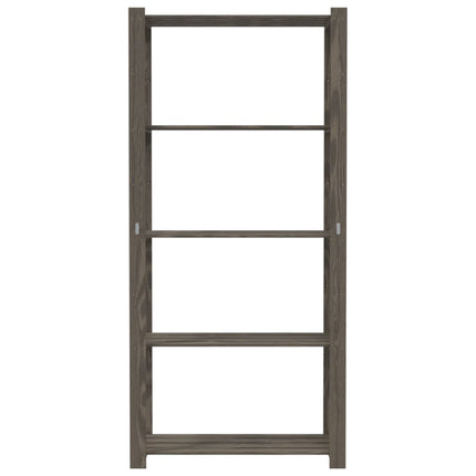 Förvaringshylla 5 hyllplan grå 80x38x170 cm massiv furu