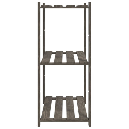 Förvaringshylla 3 hyllplan grå 80x38x90 massiv furu