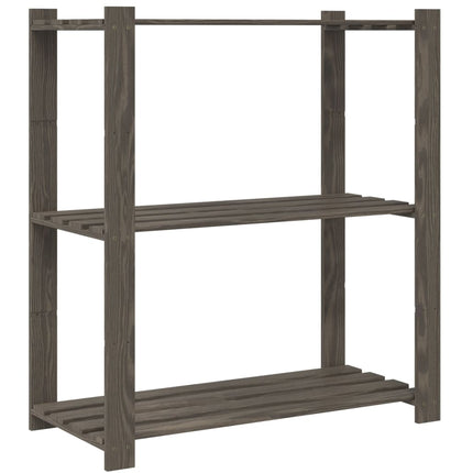 Förvaringshylla 3 hyllplan grå 80x38x90 massiv furu