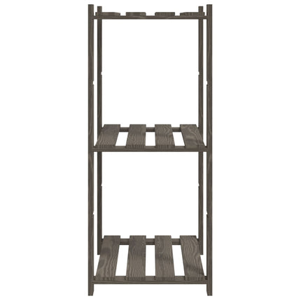 Förvaringshylla 3 hyllplan grå 60x38x90 massiv furu