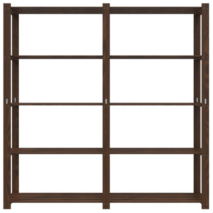 Förvaringshylla 5 hyllplan brun 170x38x170 cm massiv furu