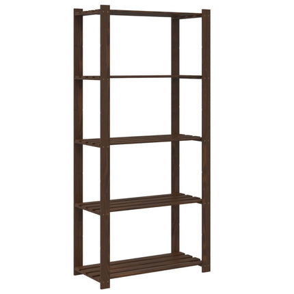 Förvaringshylla 5 hyllplan brun 80x38x170 cm massiv furu