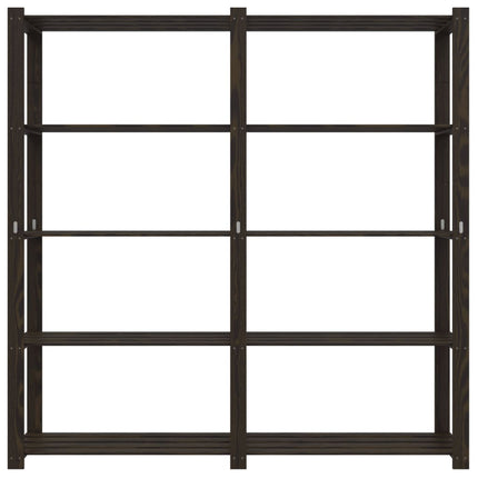 Förvaringshylla 5 hyllplan svart 170x38x170 cm massiv furu