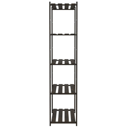 Förvaringshylla 5 hyllplan svart 80x38x170 cm massiv furu