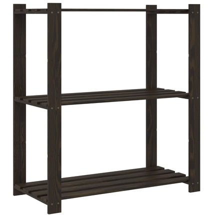 Förvaringshylla 3 hyllplan svart 80x38x90 massiv furu