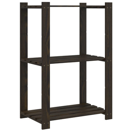 Förvaringshylla 3 hyllplan svart 60x38x90 massiv furu