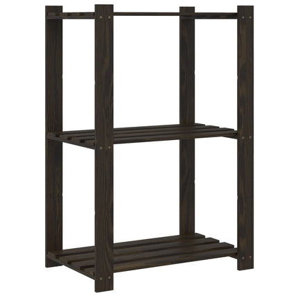Förvaringshylla 3 hyllplan svart 60x38x90 massiv furu
